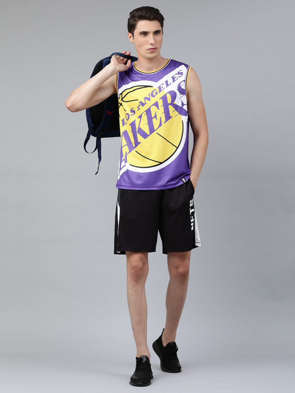 Los Angeles Lakers Oversized Logo Sleeveless T-Shirt Purple