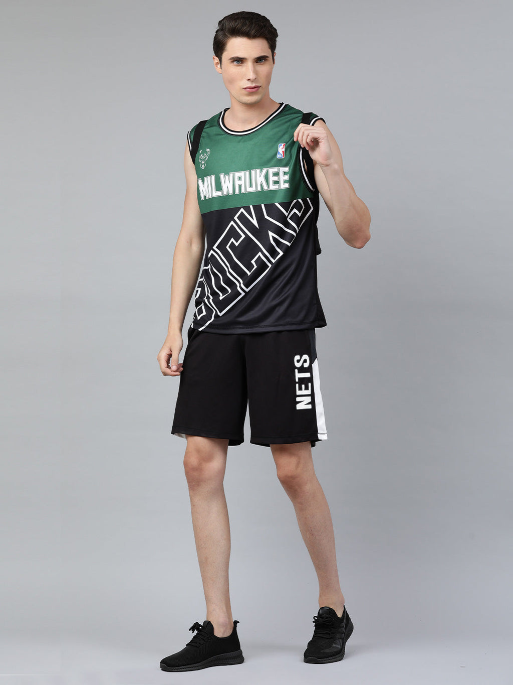 Milwaukee Bucks Half & Half Sleeveless T-Shirt Black