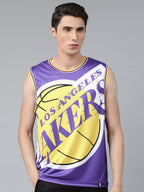 Los Angeles Lakers Oversized Logo Sleeveless T-Shirt Purple