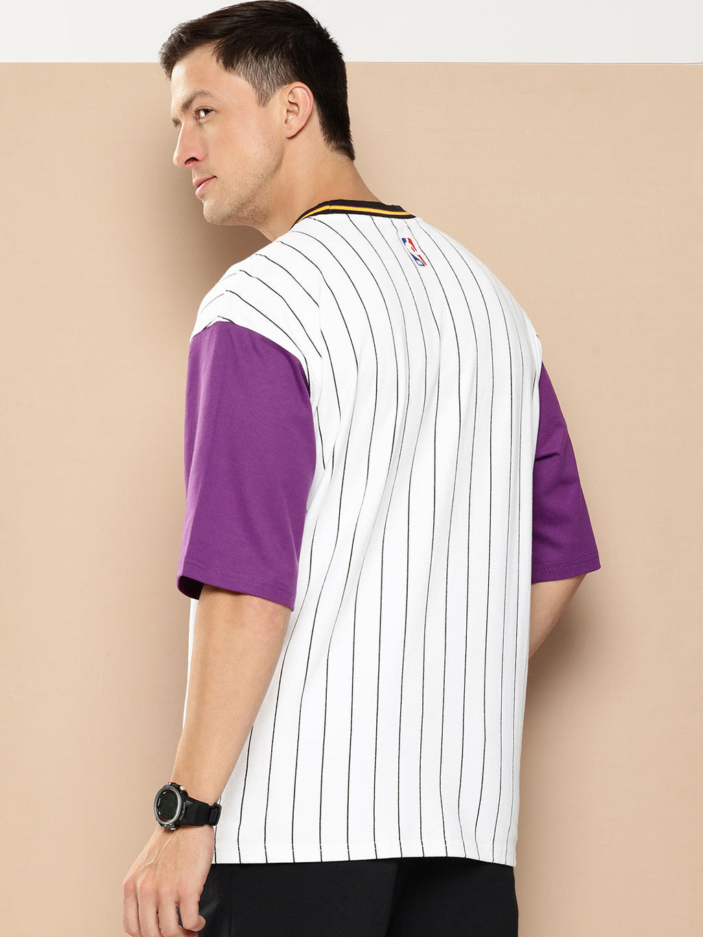 Los Angeles Lakers Striped Oversized T-Shirt White