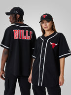 Chicago Bulls NBA Baseball Shirt Black