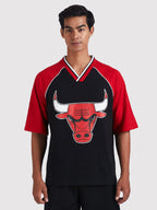 Chicago Bulls Contrast Colour Oversized T-Shirt Black