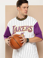 Los Angeles Lakers Striped Oversized T-Shirt White