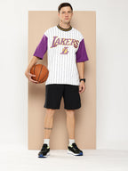 Los Angeles Lakers Striped Oversized T-Shirt White