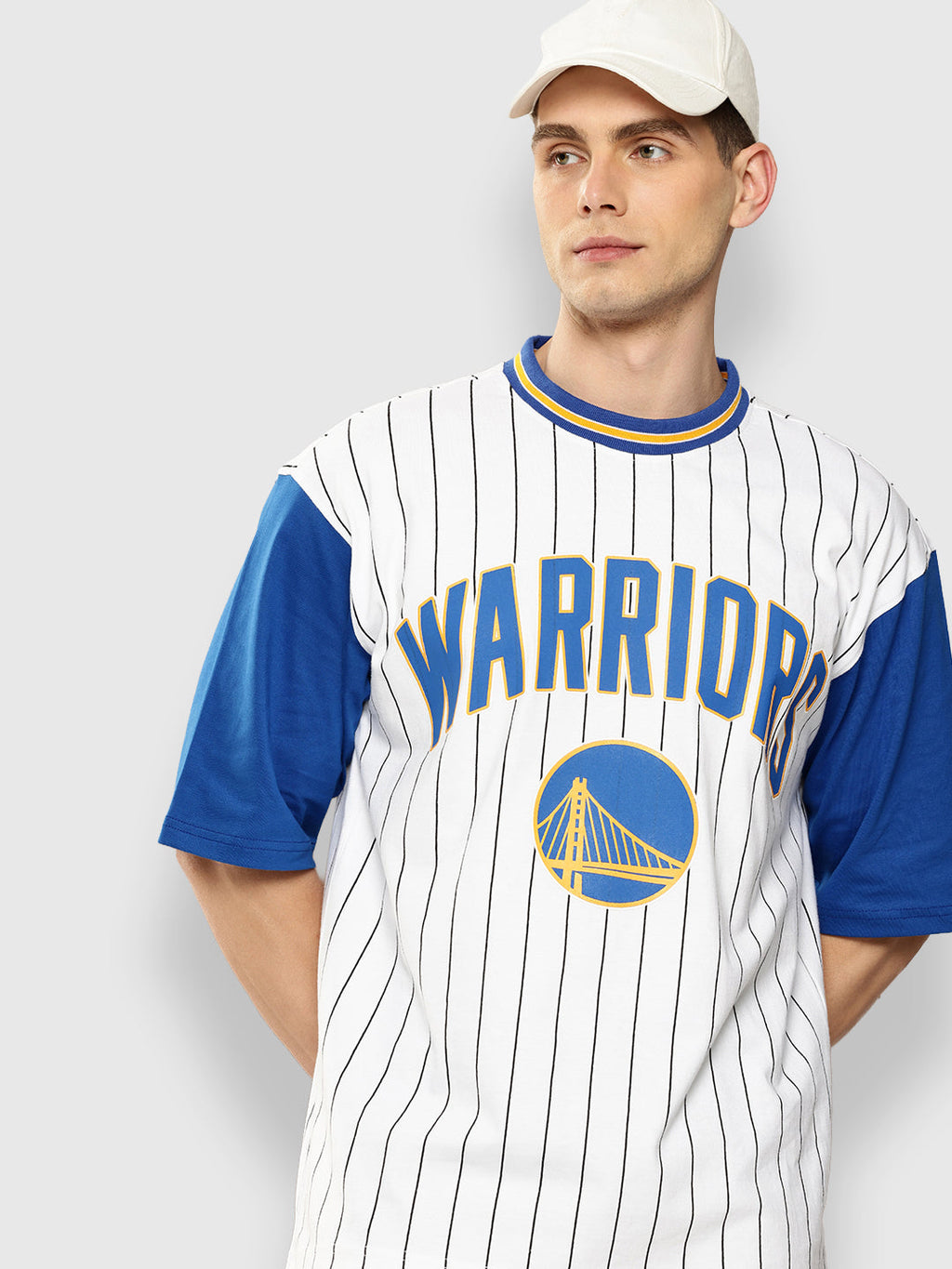 Golden State Warriors Striped Oversized T-Shirt White
