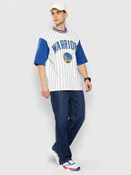 Golden State Warriors Striped Oversized T-Shirt White