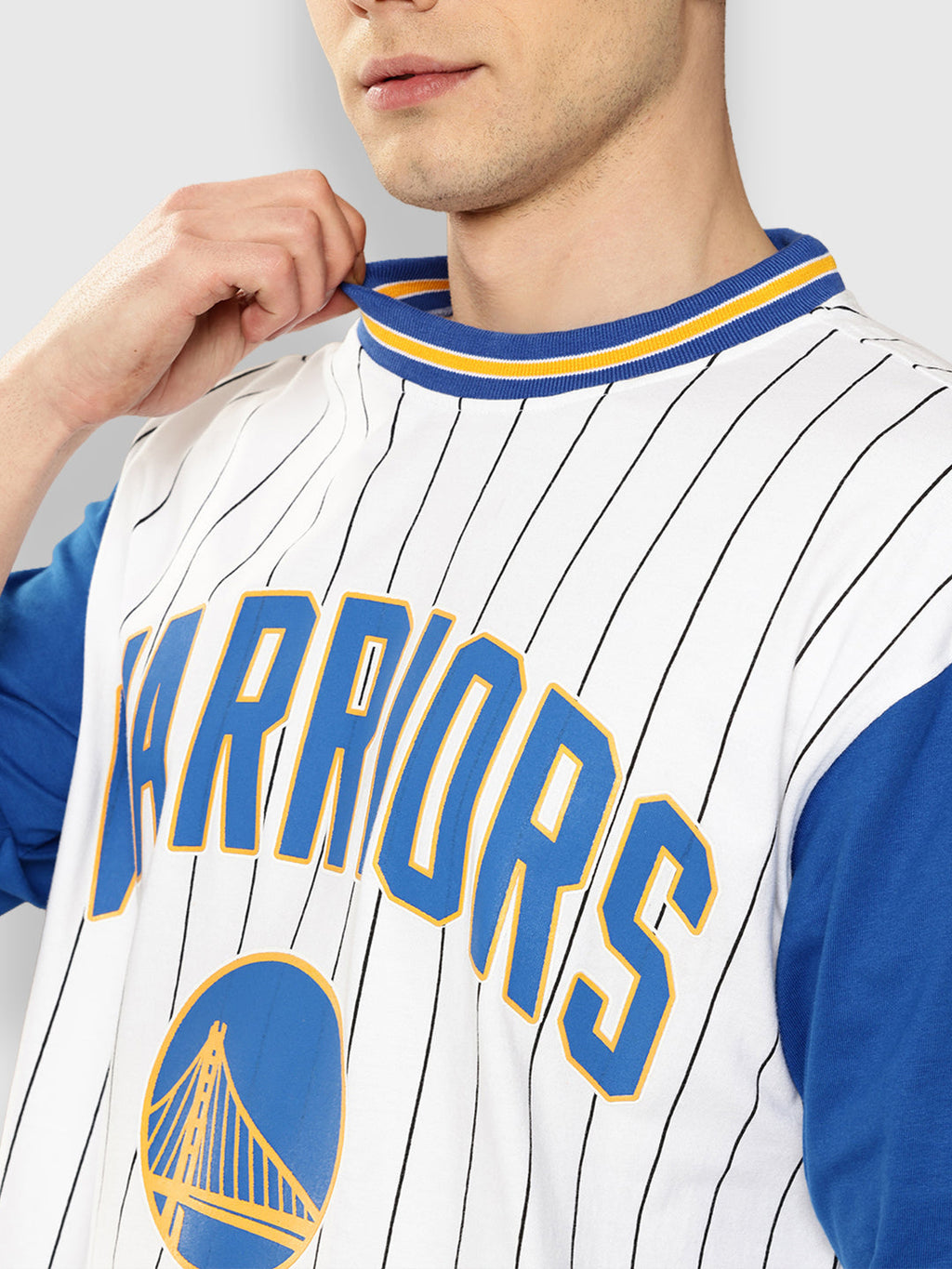 Golden State Warriors Striped Oversized T-Shirt White
