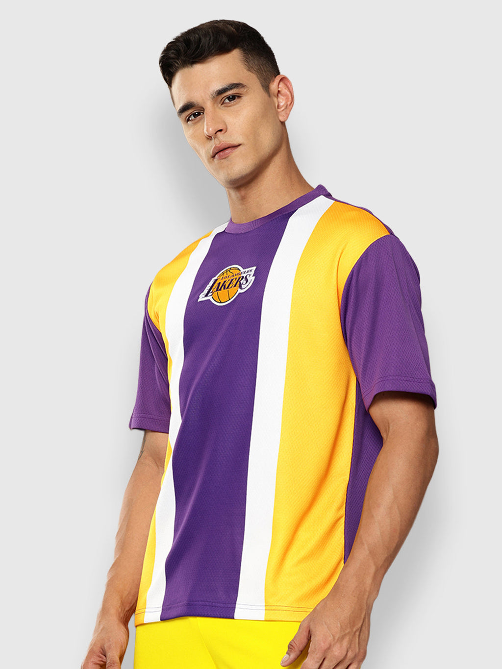 Los Angeles Lakers Striped Oversized T-Shirt Purple