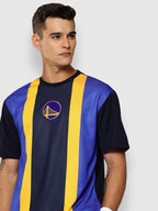 Golden State Warriors Striped Oversized T-Shirt Navy