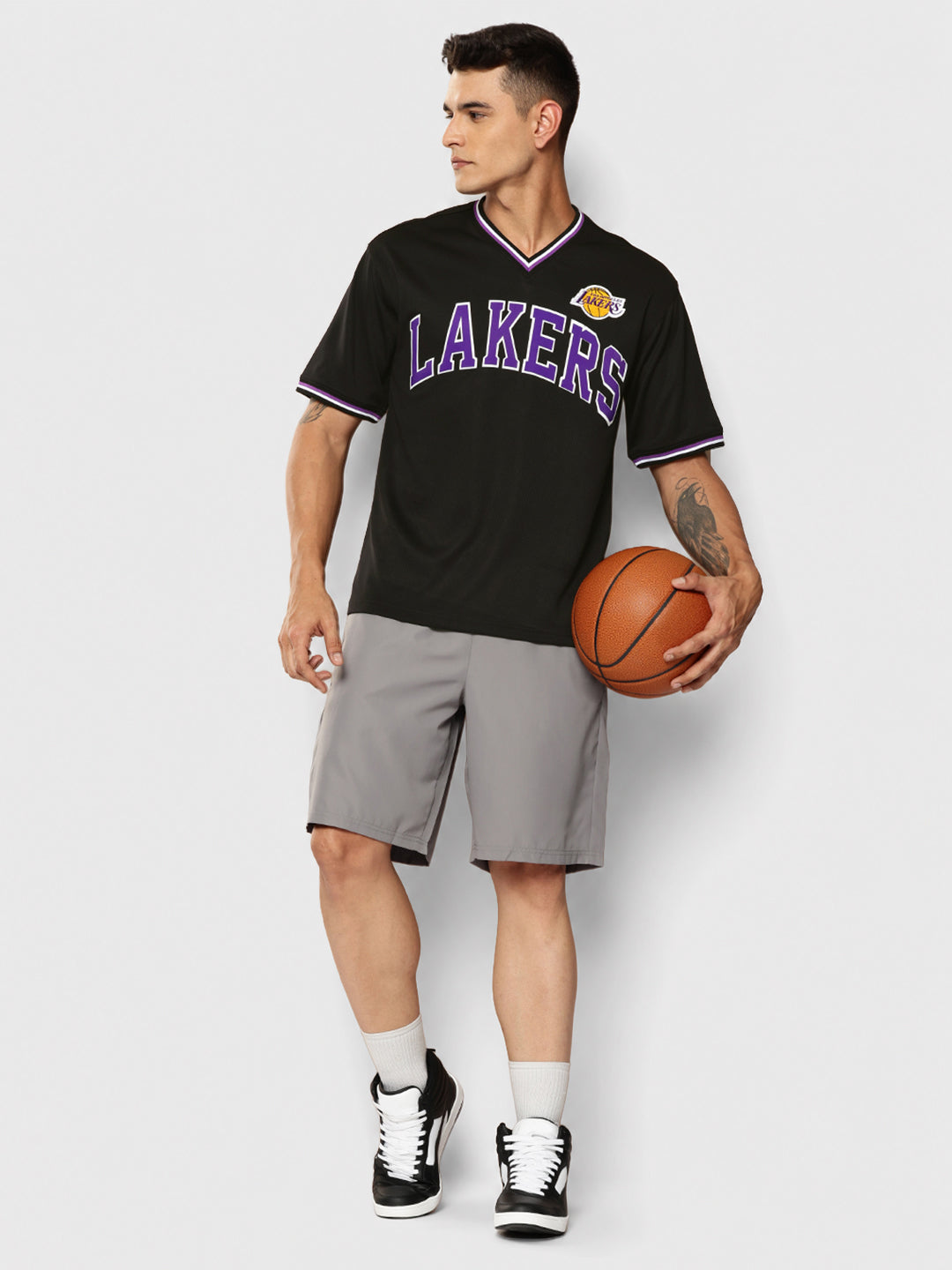 Los Angeles Lakers V-Neck Oversized T-Shirt