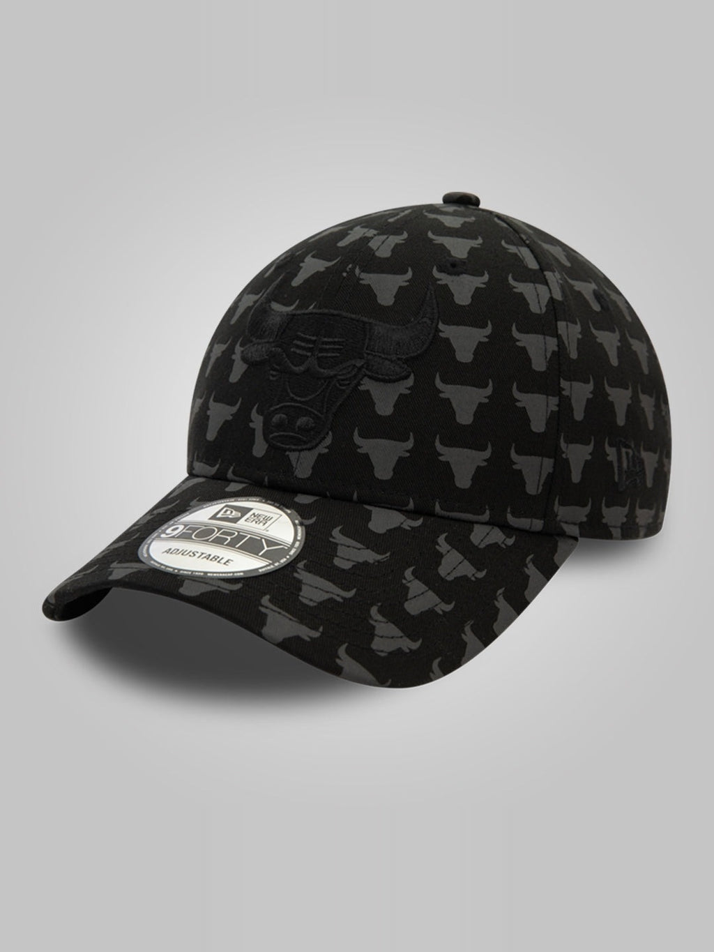 Chicago Bulls Team Monogram Black 9FORTY Adjustable Cap