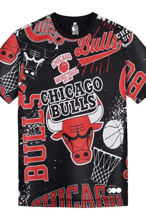 NBA CHICAGO BULLS OVERSIZED MESH AOP T SHIRT 'BLACK/RED' NBA - Main Image