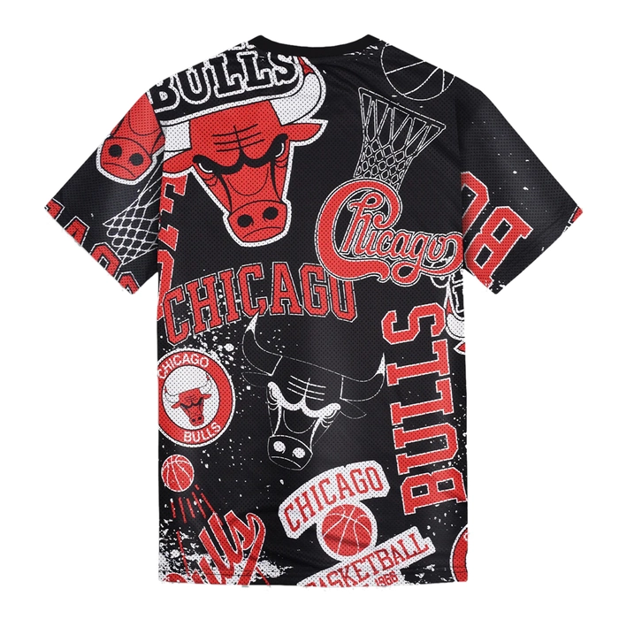 CHICAGO BULLS OVERSIZED MESH AOP T SHIRT 'BLACK/RED'