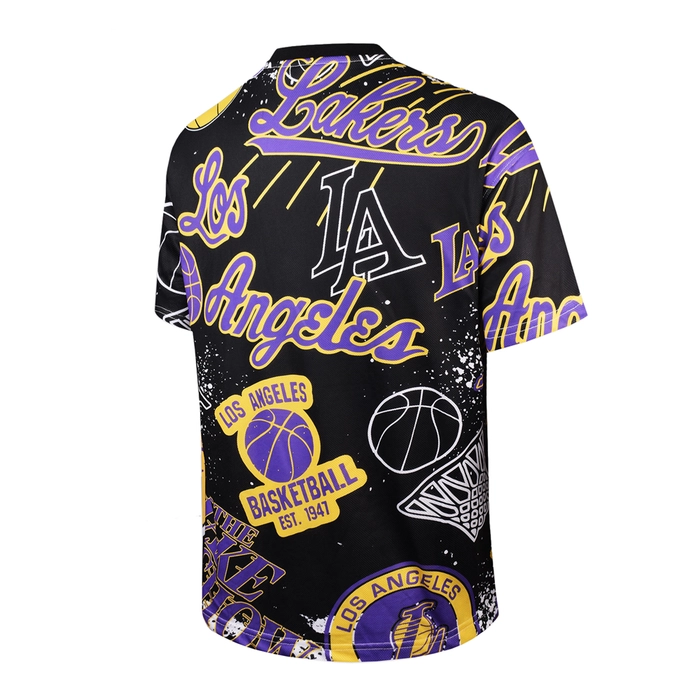 LOS ANGELES LAKERS: OVERSIZED LOGO MASH T-SHIRT 'BLACK/PURPLE'