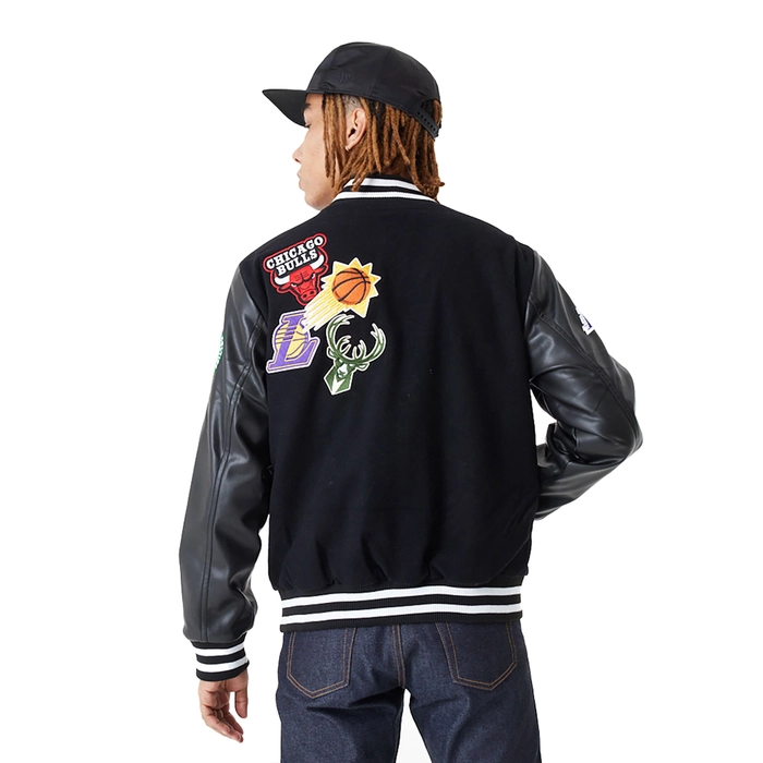 NBA ALL OVER BADGE VARSITY JACKET 'BLACK'