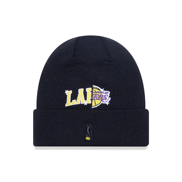 LOS ANGELES LAKERS MULTI PATCH CUFF KNIT BEANIE HAT 'BLACK'