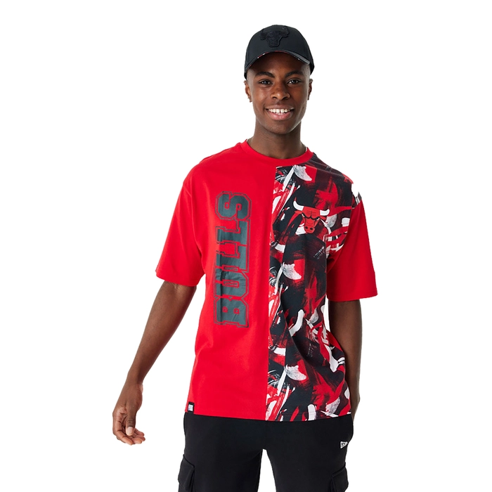 CHICAGO BULLS NBA CUT AND SEW RED OVERSIZED T-SHIRT 'RED'