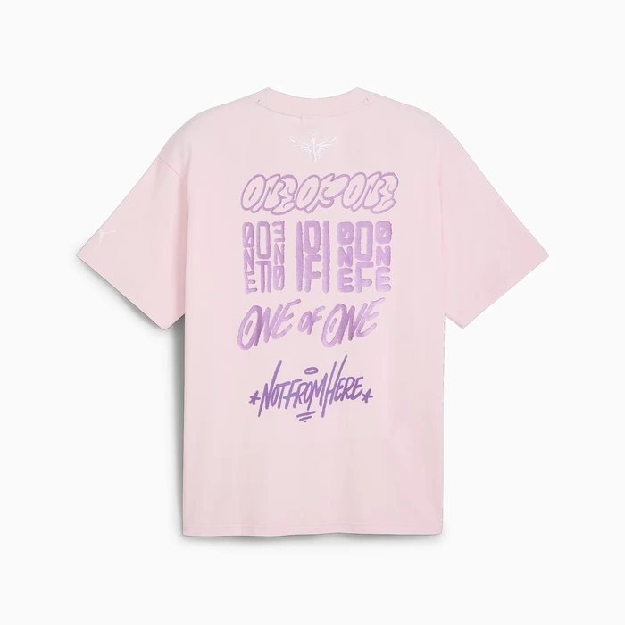 PUMA X MELO IRIDESCENT SHORT SLEEVE T-SHIRT 'PINK'