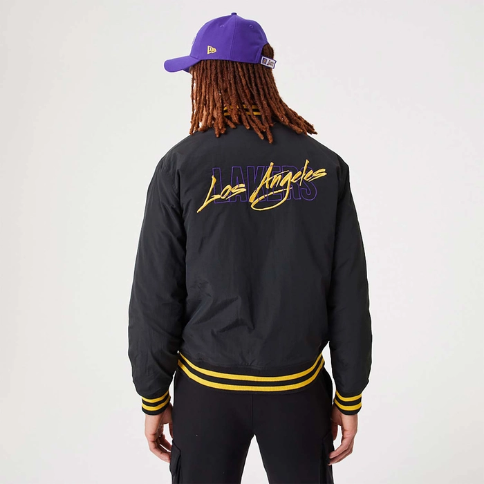 LOS ANGELES LAKERS NBA SCRIPT BOMBER JACKET 'BLACK'
