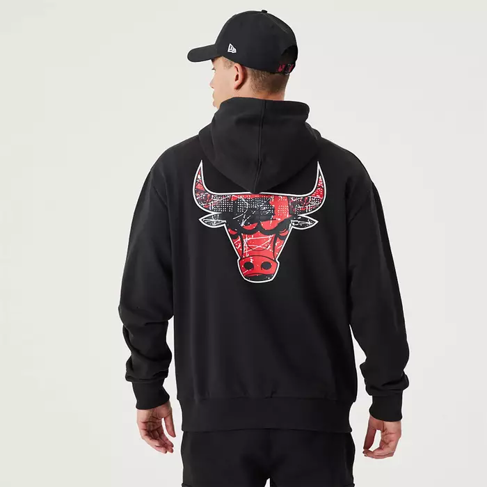 CHICAGO BULLS NBA INFILL TEAM LOGO PULLOVER HOODIE 'BLACK'
