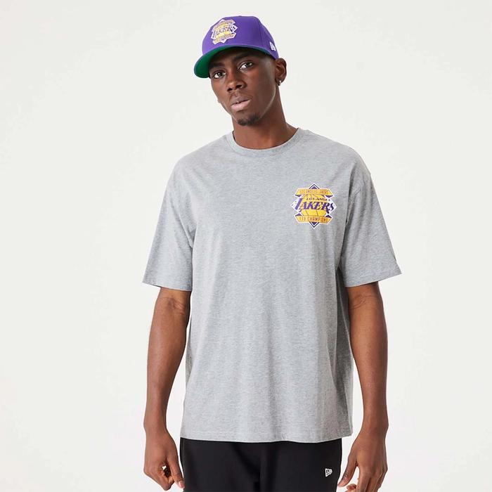 LOS ANGELES LAKERS NBA CHAMPIONSHIP OVERSIZED T-SHIRT 'GREY'