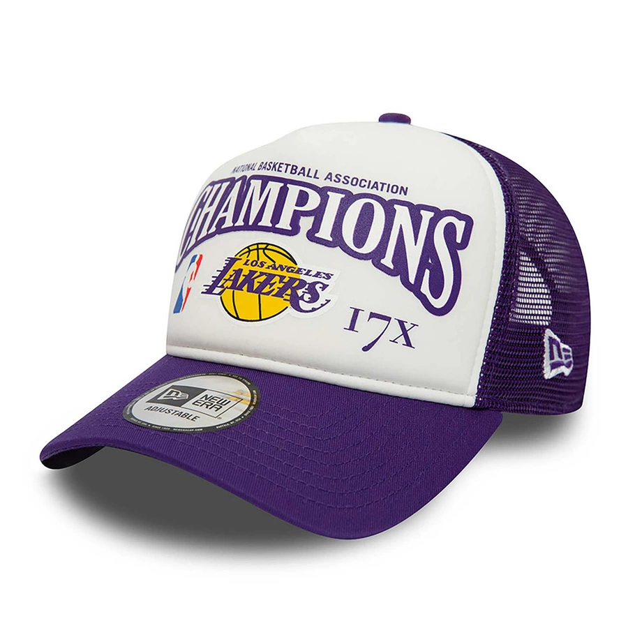 LOS ANGELES LAKERS LEAGUE CHAMPIONS A-FRAME TRUCKER CAP 'PURPLE'