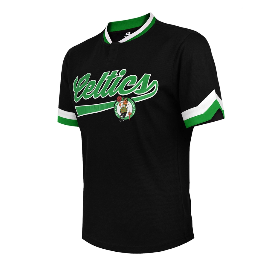 BOSTON CELTICS BOMBER HENLEY T-SHIRT 'BLACK'