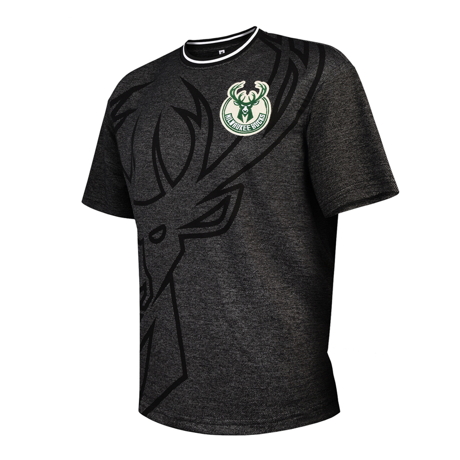 MILWAUKEE BUCKS OVERSIZED TEXTURED T-SHIRT 'BLACK/GREY'