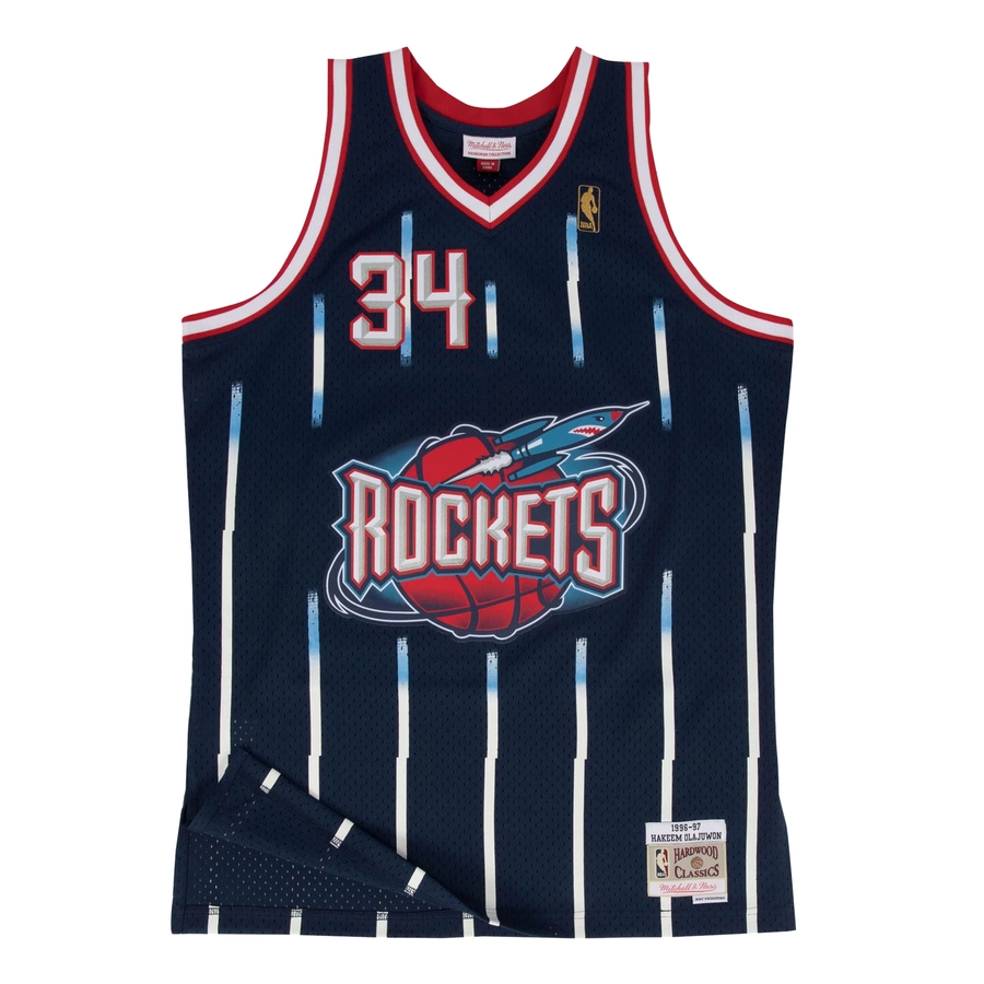 SWINGMAN JERSEY HOUSTON ROCKETS ROAD 1996-97 HAKEEM OLAJUWON 'NAVY'
