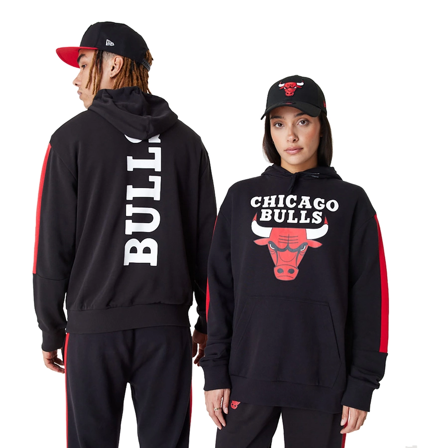CHICAGO BULLS NBA COLOUR BLOCK PULLOVER HOODIE 'BLACK'