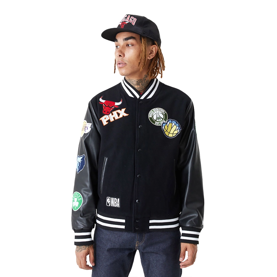 NBA ALL OVER BADGE VARSITY JACKET 'BLACK'