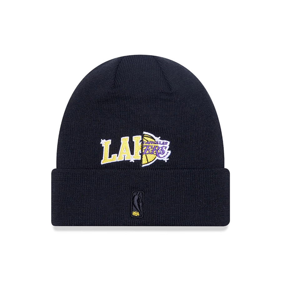 LOS ANGELES LAKERS MULTI PATCH CUFF KNIT BEANIE HAT 'BLACK'