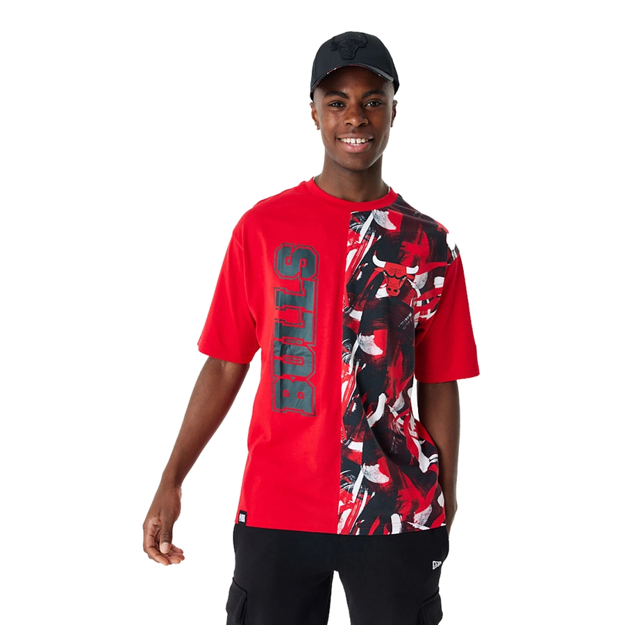CHICAGO BULLS NBA CUT AND SEW RED OVERSIZED T-SHIRT 'RED'