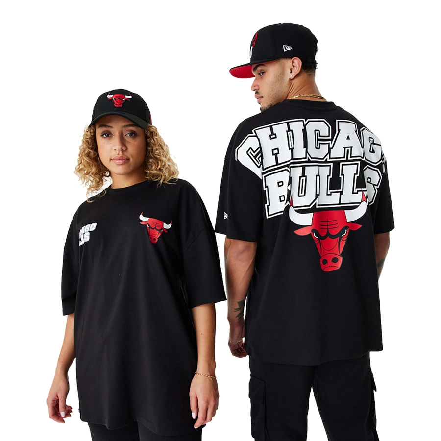 CHICAGO BULLS NBA LARGE GRAPHIC BLACK OVERSIZED T-SHIRT 'BLACK'