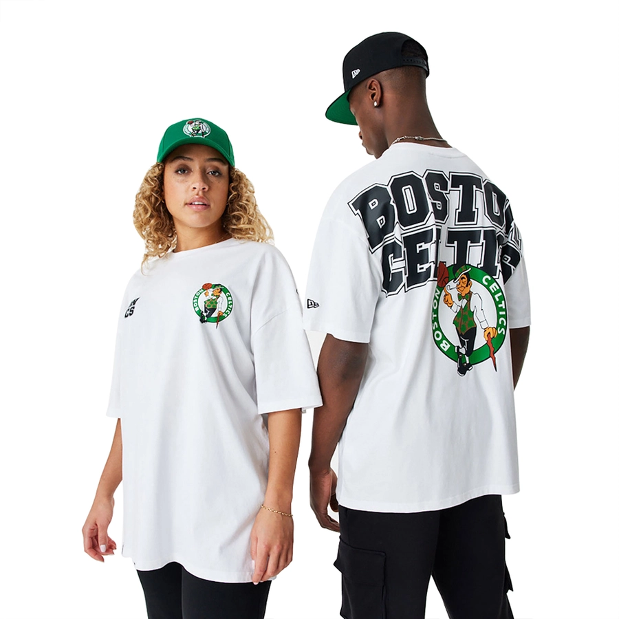 BOSTON CELTICS NBA LARGE GRAPHIC WHITE OVERSIZED T-SHIRT 'WHITE'