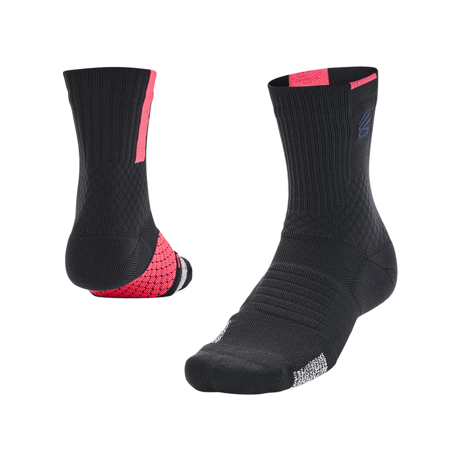 UA CURRY ARMOUR DRY PLAYMAKER MID CREW SOCKS 'BLACK'