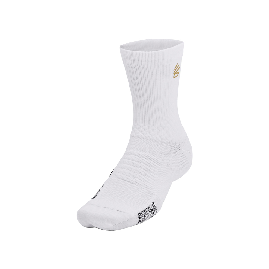 UA CURRY ARMOURDRY PLAYMAKER 1 PACK MID CREW SOCKS 'WHITE'