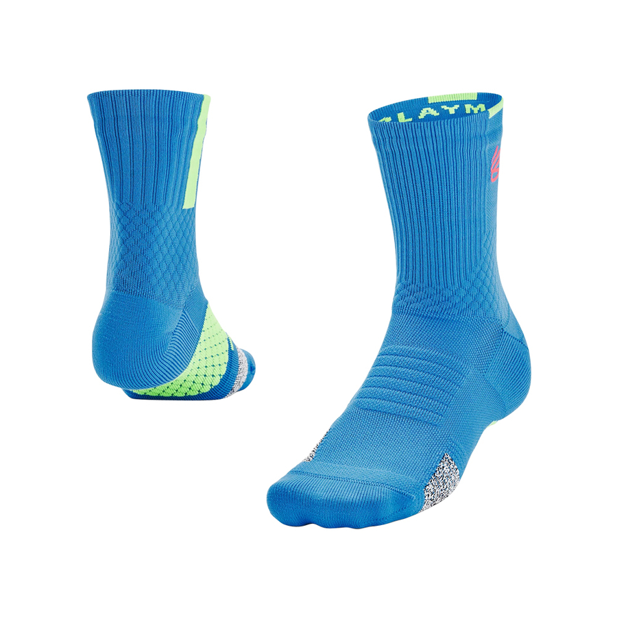 UA CURRY AD PLAYMAKER 1 PACK MID CREW SOCKS 'BLUE'