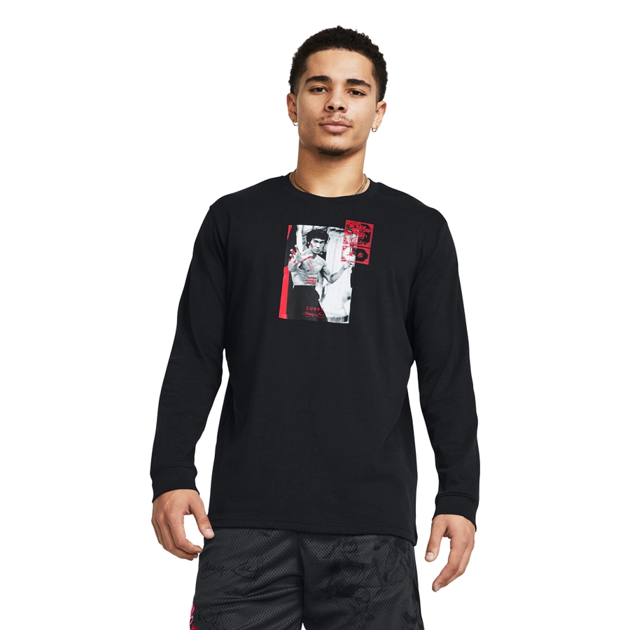 UA STEPH CURRY X BRUCE LEE FIRE LONG SLEEVE T-SHIRT 'BLACK'