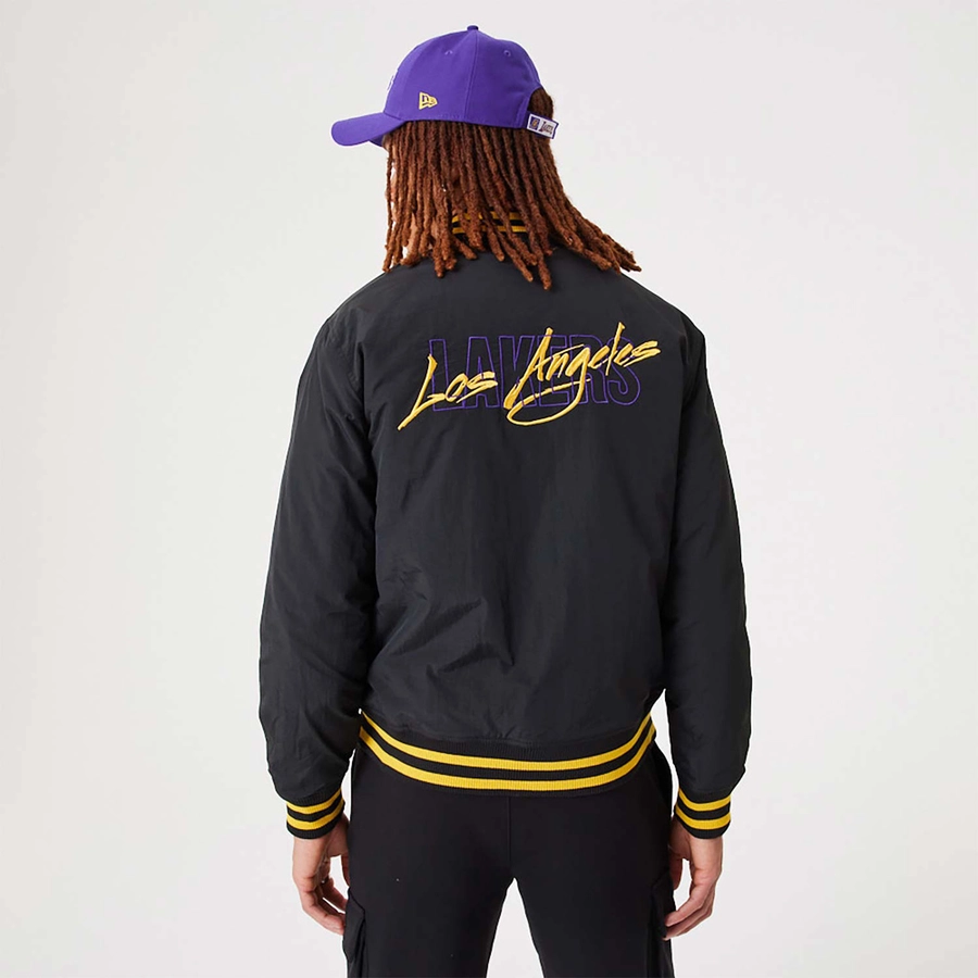 LOS ANGELES LAKERS NBA SCRIPT BOMBER JACKET 'BLACK'