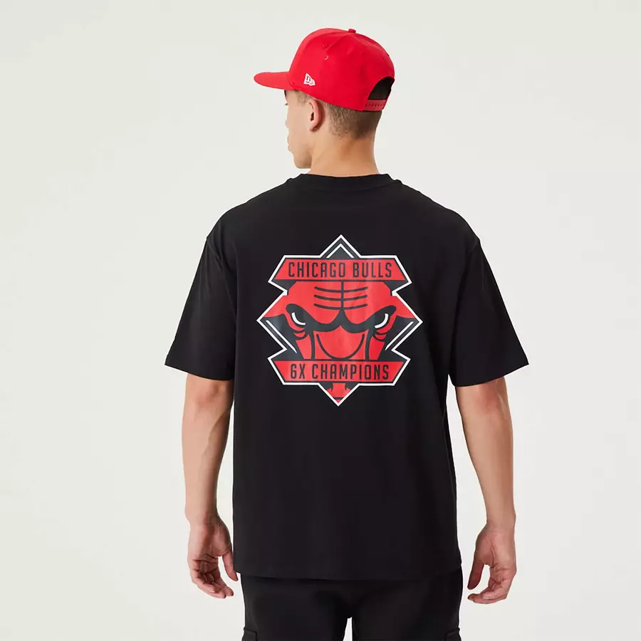 CHICAGO BULLS NBA CHAMPIONSHIP OVERSIZED T-SHIRT 'BLACK'