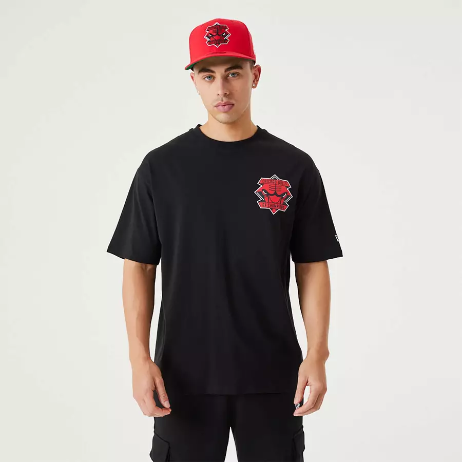 CHICAGO BULLS NBA CHAMPIONSHIP OVERSIZED T-SHIRT 'BLACK'