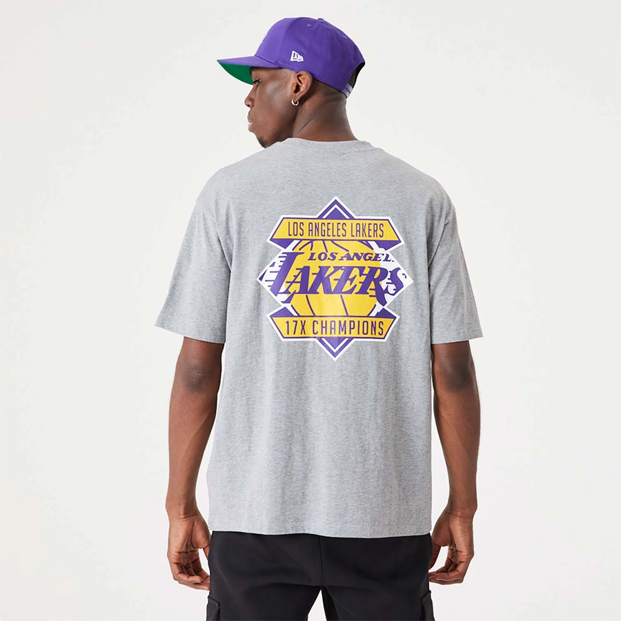 LOS ANGELES LAKERS NBA CHAMPIONSHIP OVERSIZED T-SHIRT 'GREY'